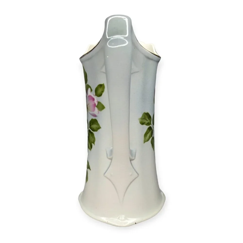 Vintage Floral Pitcher Vase Pink Flowers